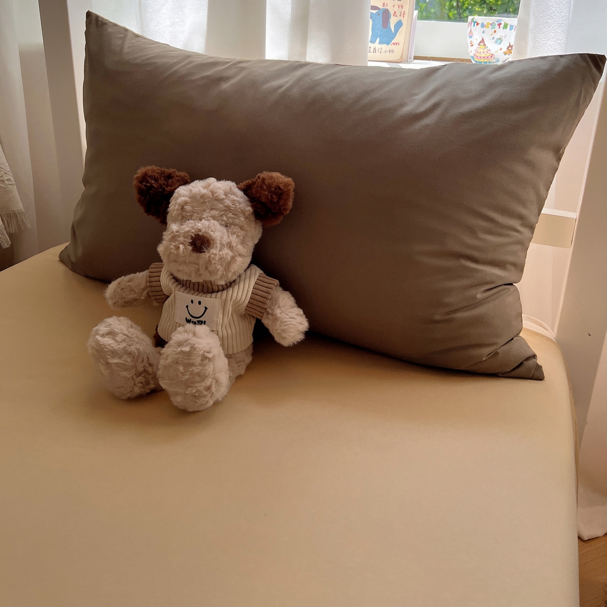 91家纺网 家纺一手货源 找家纺 缦绣阁家纺 2026新款亲肤水洗棉纯色四件套床单被罩被套单件学生宿舍上下铺单人三件套 椰子灰卡其