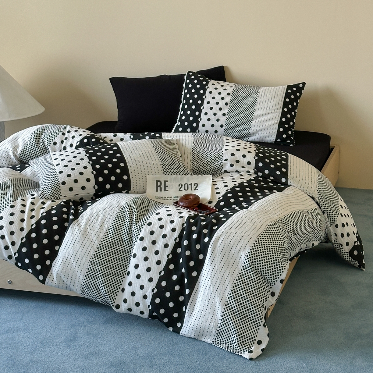 91家纺网 家纺一手货源 找家纺 （总）山舍家居 2026新款全棉A类双层纱四件套元气波点【会员➖20元 含包装价格】