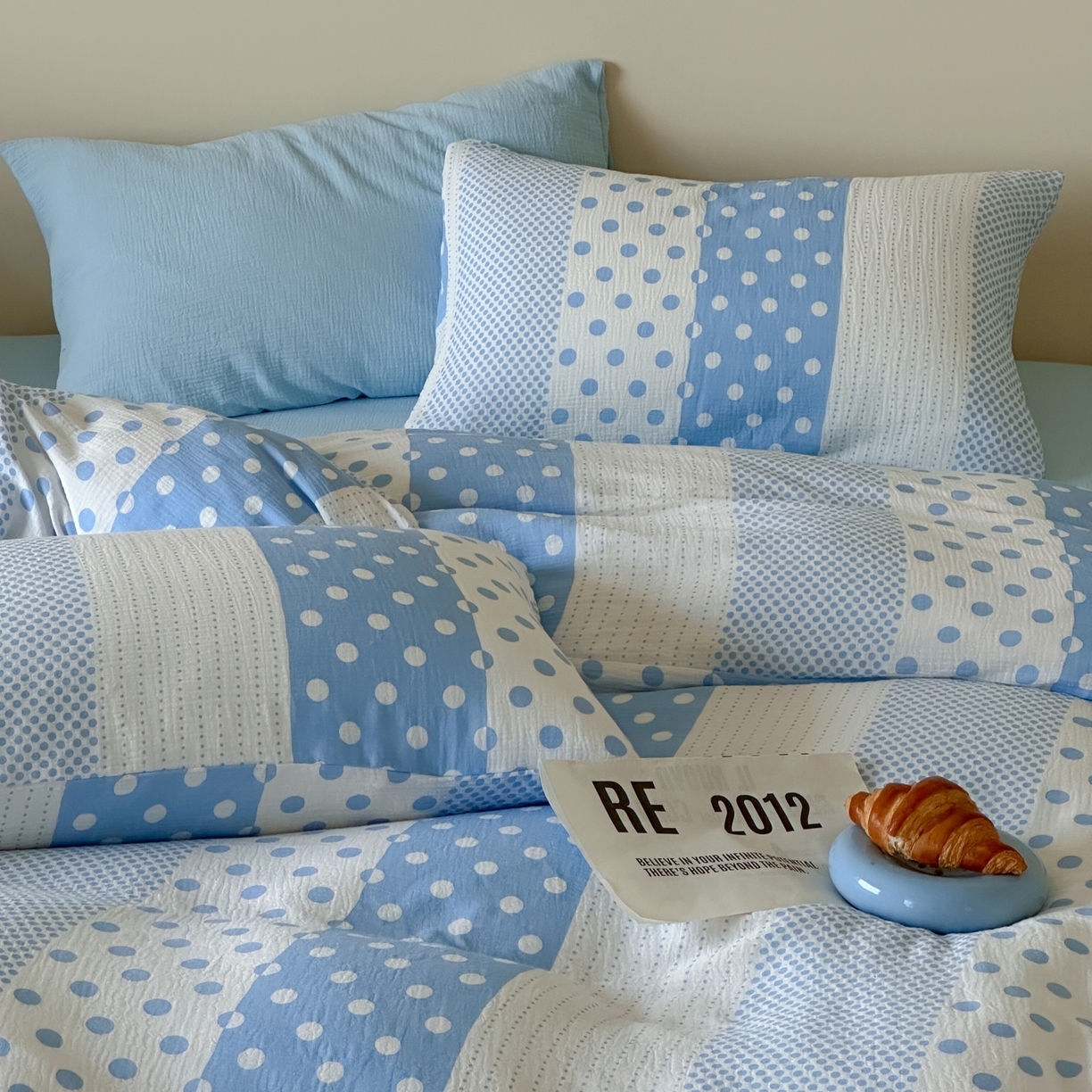 91家纺网 家纺一手货源 找家纺 （总）山舍家居 2026新款全棉A类双层纱四件套元气波点【会员➖20元 含包装价格】