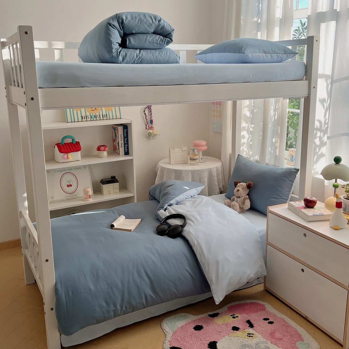 91家纺网 家纺一手货源 找家纺 缦绣阁家纺 2026新款亲肤水洗棉纯色四件套床单被罩被套单件学生宿舍上下铺单人三件套 月光雾兰