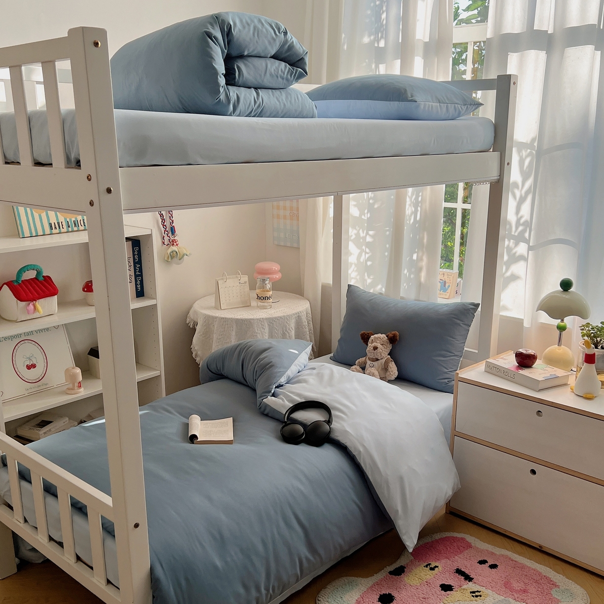 91家纺网 家纺一手货源 找家纺 缦绣阁家纺 2026新款亲肤水洗棉纯色四件套床单被罩被套单件学生宿舍上下铺单人三件套 月光雾兰