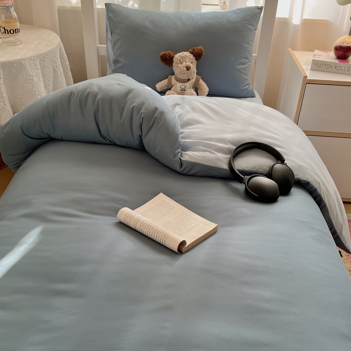 91家纺网 家纺一手货源 找家纺 缦绣阁家纺 2026新款亲肤水洗棉纯色四件套床单被罩被套单件学生宿舍上下铺单人三件套 月光雾兰