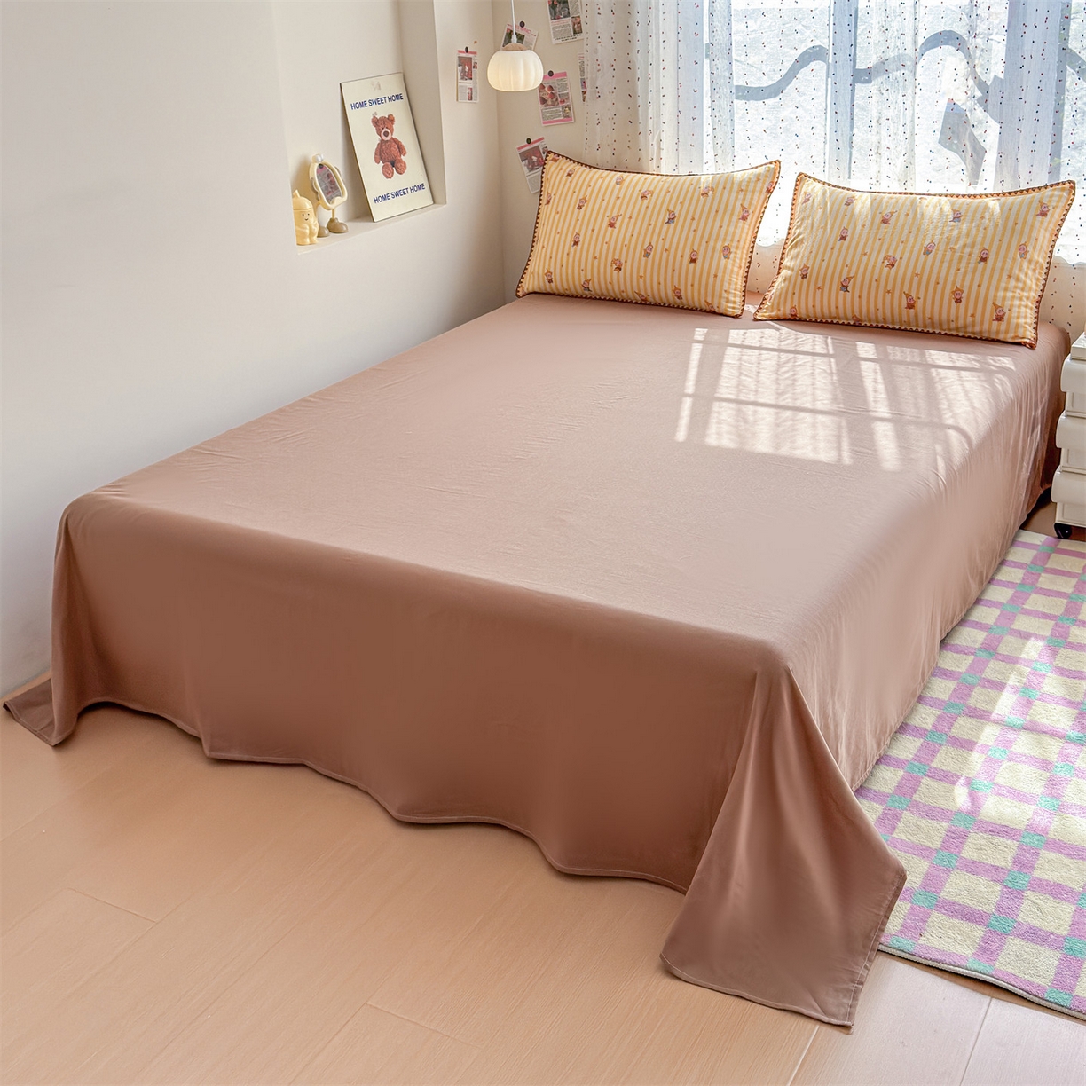 91家纺网 家纺一手货源 找家纺 被窝家纺 2026春夏新款贝壳边全棉双层纱大豆夏凉被空调被夏被四件套 萌星