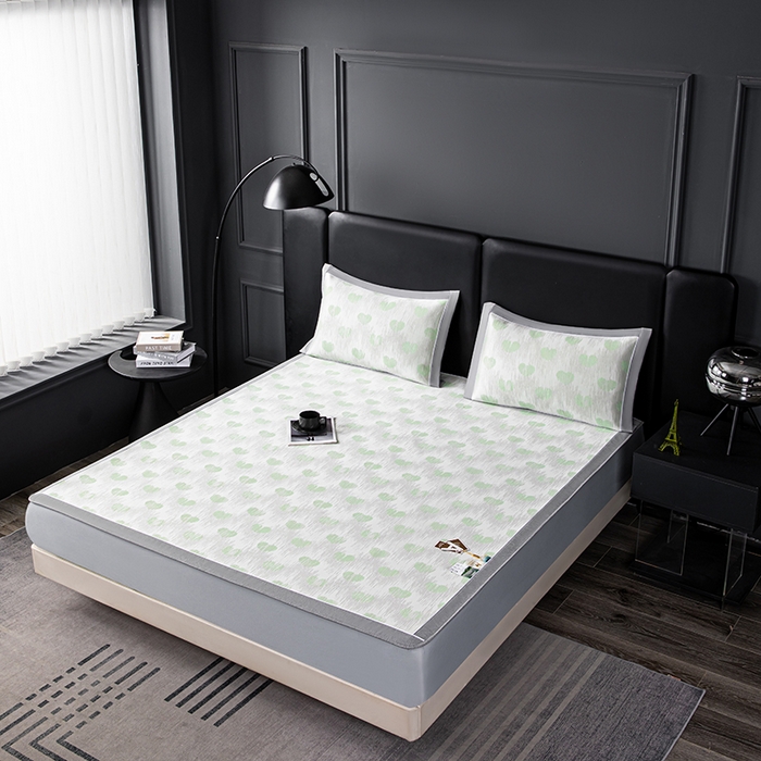 91家纺网 家纺一手货源 找家纺 小牛席业 2026新款爱心凉感冰丝席凉席席子(床笠款) 绿色