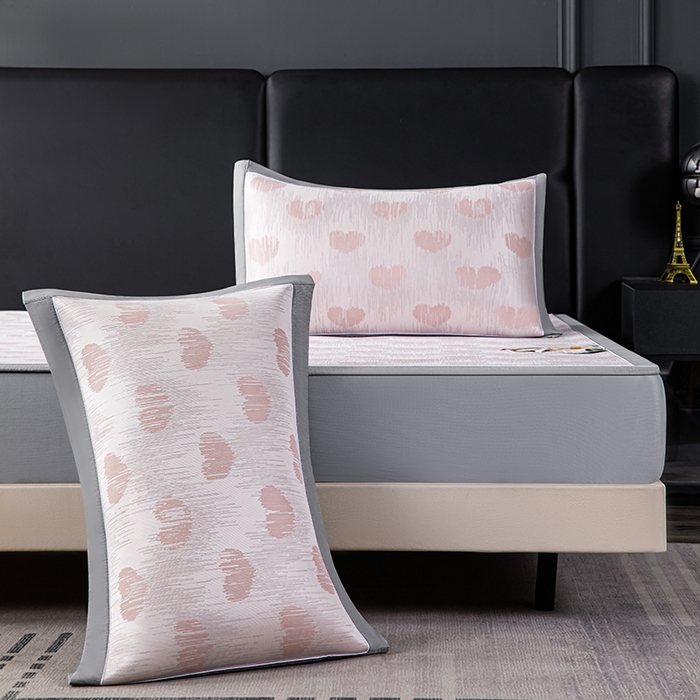 91家纺网 家纺一手货源 找家纺 小牛席业 2026新款爱心凉感冰丝席凉席席子(床笠款) 粉色