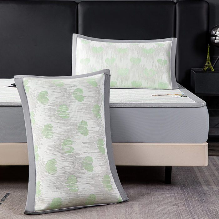 91家纺网 家纺一手货源 找家纺 小牛席业 2026新款爱心凉感冰丝席凉席席子(床笠款) 绿色