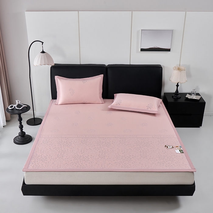 91家纺网 家纺一手货源 找家纺 小牛席业 2026新款韩版小碎花冷感豆豆席凉席席子 粉色