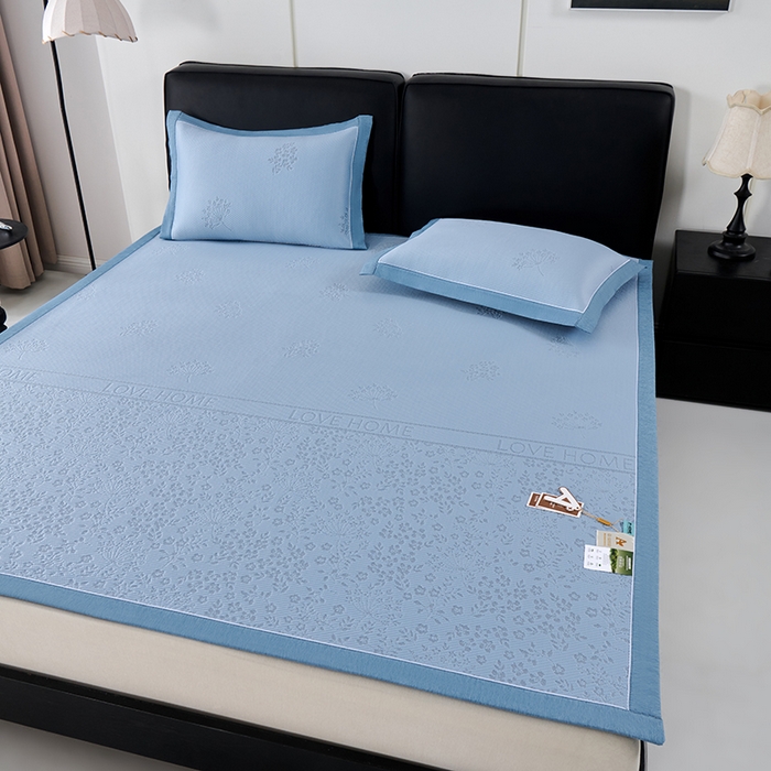 91家纺网 家纺一手货源 找家纺 小牛席业 2026新款韩版小碎花冷感豆豆席凉席席子 蓝色