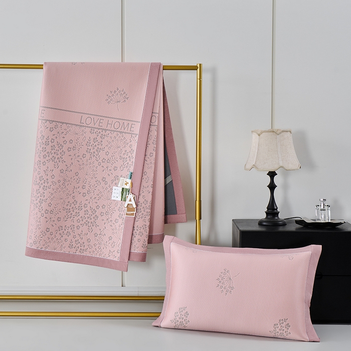 91家纺网 家纺一手货源 找家纺 小牛席业 2026新款韩版小碎花冷感豆豆席凉席席子 粉色