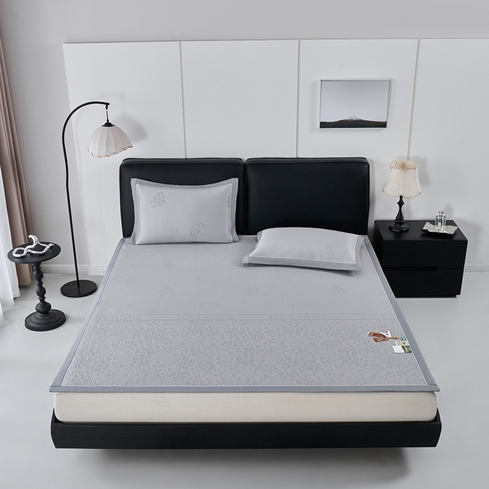 91家纺网 家纺一手货源 找家纺 小牛席业 2026新款韩版小碎花冷感豆豆席凉席席子 灰色