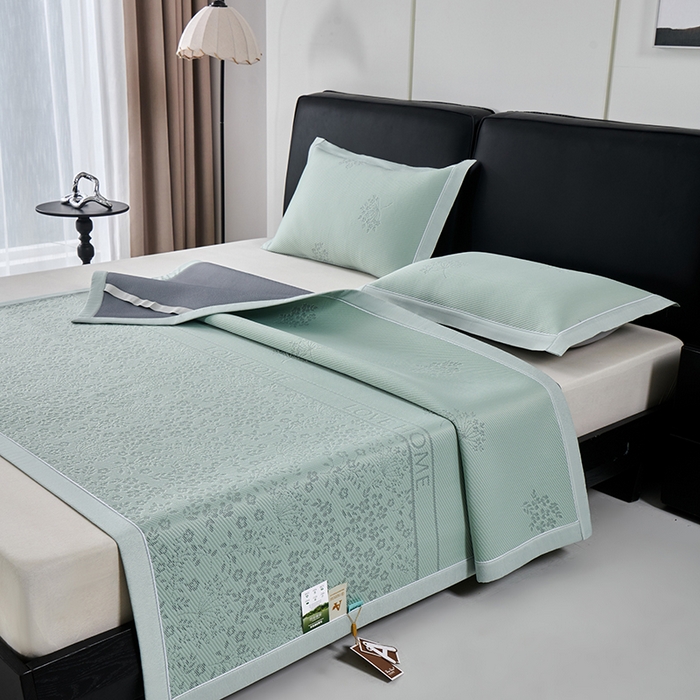 91家纺网 家纺一手货源 找家纺 小牛席业 2026新款韩版小碎花冷感豆豆席凉席席子 抹茶