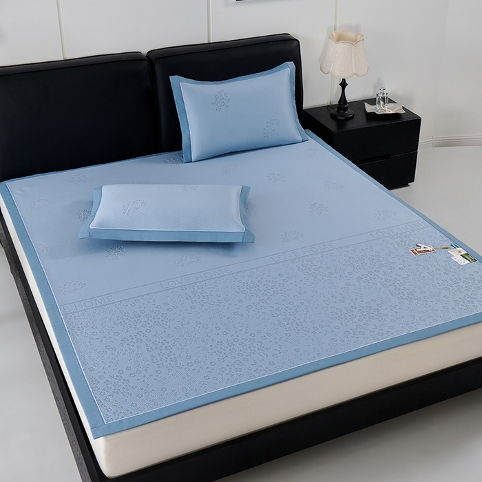 91家纺网 家纺一手货源 找家纺 小牛席业 2026新款韩版小碎花冷感豆豆席凉席席子 蓝色