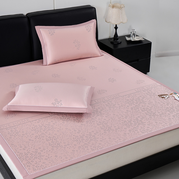 91家纺网 家纺一手货源 找家纺 小牛席业 2026新款韩版小碎花冷感豆豆席凉席席子 粉色