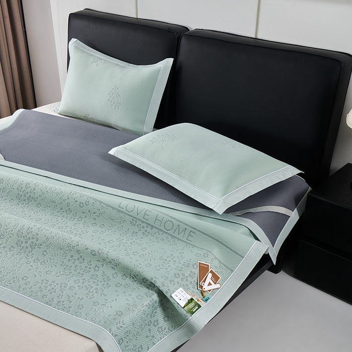 91家纺网 家纺一手货源 找家纺 小牛席业 2026新款韩版小碎花冷感豆豆席凉席席子 抹茶