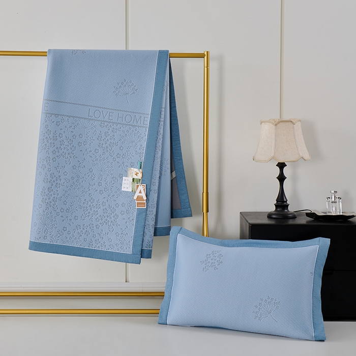 91家纺网 家纺一手货源 找家纺 小牛席业 2026新款韩版小碎花冷感豆豆席凉席席子 蓝色