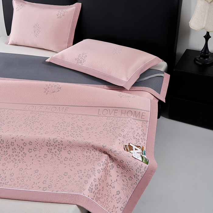 91家纺网 家纺一手货源 找家纺 小牛席业 2026新款韩版小碎花冷感豆豆席凉席席子 粉色