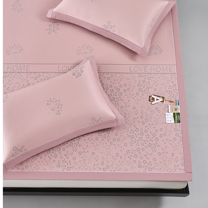 91家纺网 家纺一手货源 找家纺 小牛席业 2026新款韩版小碎花冷感豆豆席凉席席子 粉色