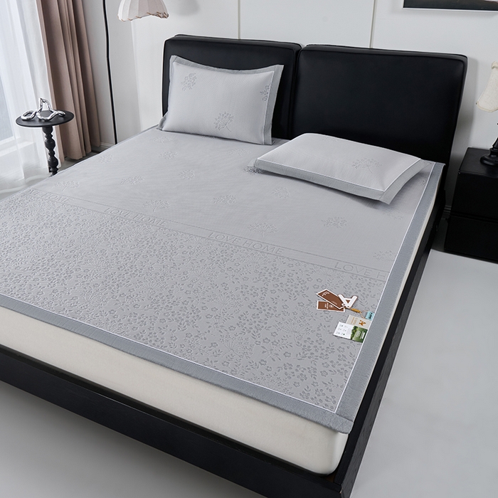 91家纺网 家纺一手货源 找家纺 小牛席业 2026新款韩版小碎花冷感豆豆席凉席席子 灰色