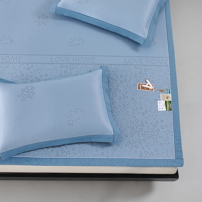 91家纺网 家纺一手货源 找家纺 小牛席业 2026新款韩版小碎花冷感豆豆席凉席席子 蓝色