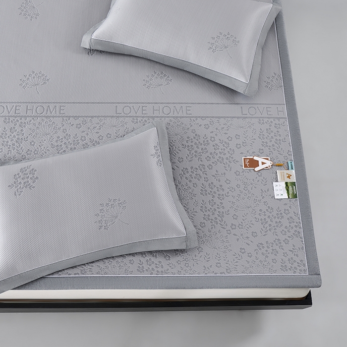 91家纺网 家纺一手货源 找家纺 小牛席业 2026新款韩版小碎花冷感豆豆席凉席席子 灰色