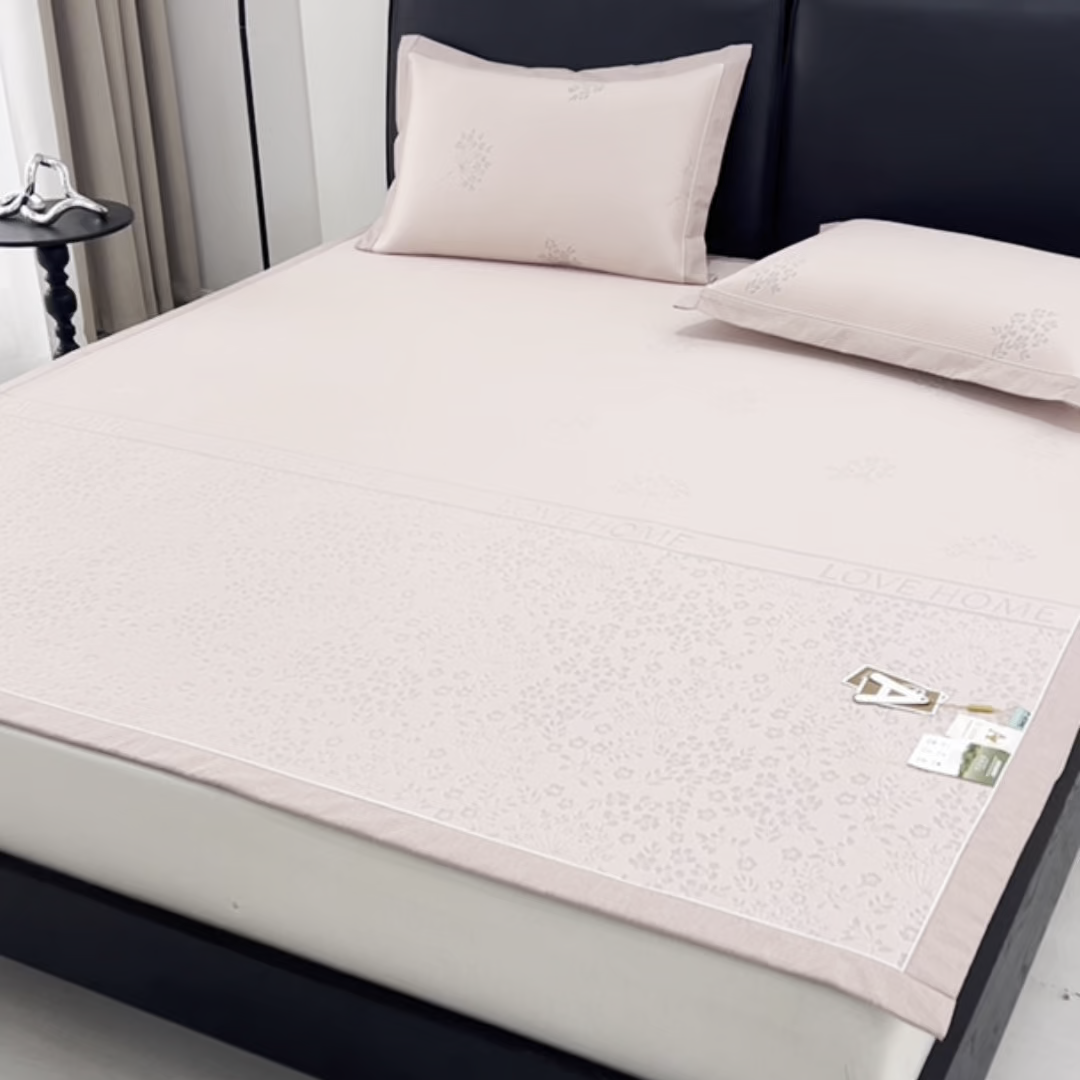 91家纺网 家纺一手货源 找家纺 小牛席业 2026新款韩版小碎花冷感豆豆席凉席席子 粉色