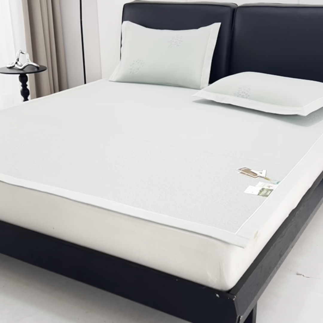 91家纺网 家纺一手货源 找家纺 小牛席业 2026新款韩版小碎花冷感豆豆席凉席席子 抹茶