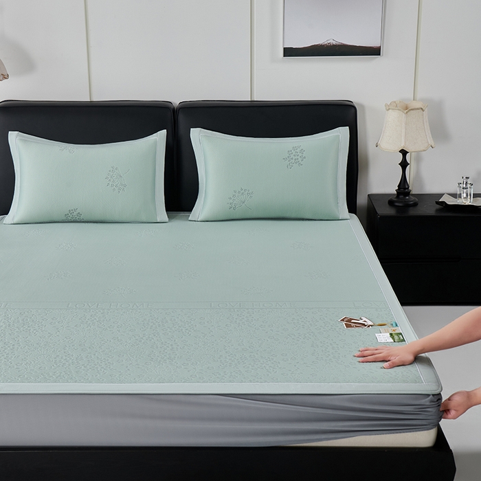 小牛席业 2026新款韩版小碎花冷感豆豆席凉席席子(床笠款） 抹茶