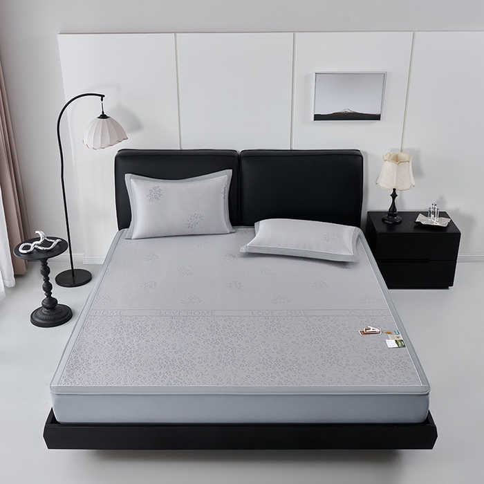 91家纺网 家纺一手货源 找家纺 小牛席业 2026新款韩版小碎花冷感豆豆席凉席席子(床笠款） 灰色