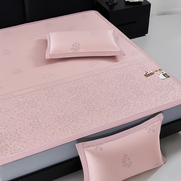 91家纺网 家纺一手货源 找家纺 小牛席业 2026新款韩版小碎花冷感豆豆席凉席席子(床笠款） 粉色