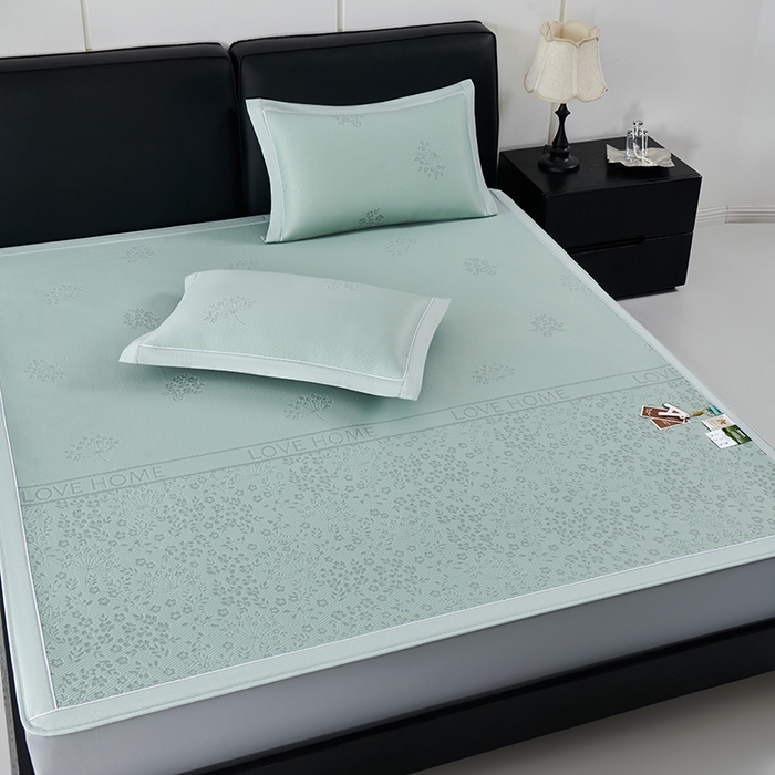 91家纺网 家纺一手货源 找家纺 小牛席业 2026新款韩版小碎花冷感豆豆席凉席席子(床笠款） 抹茶