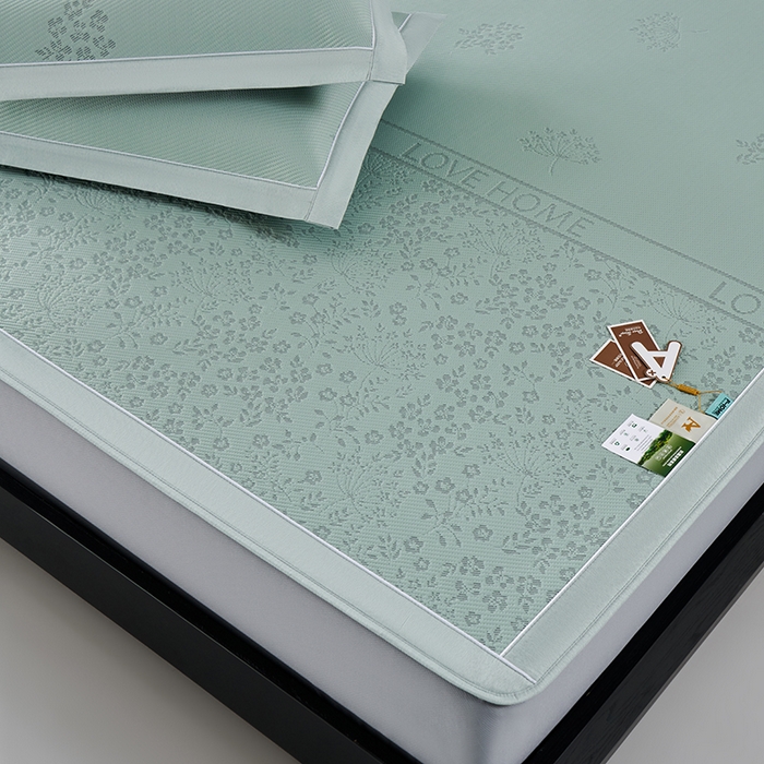 91家纺网 家纺一手货源 找家纺 小牛席业 2026新款韩版小碎花冷感豆豆席凉席席子(床笠款） 抹茶