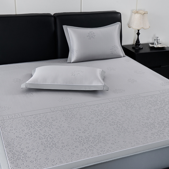 91家纺网 家纺一手货源 找家纺 小牛席业 2026新款韩版小碎花冷感豆豆席凉席席子(床笠款） 灰色