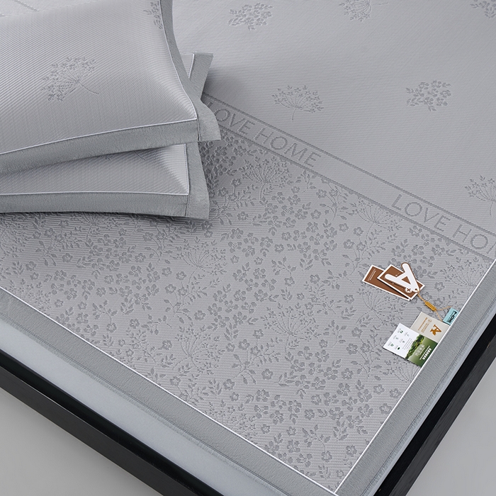 91家纺网 家纺一手货源 找家纺 小牛席业 2026新款韩版小碎花冷感豆豆席凉席席子(床笠款） 灰色