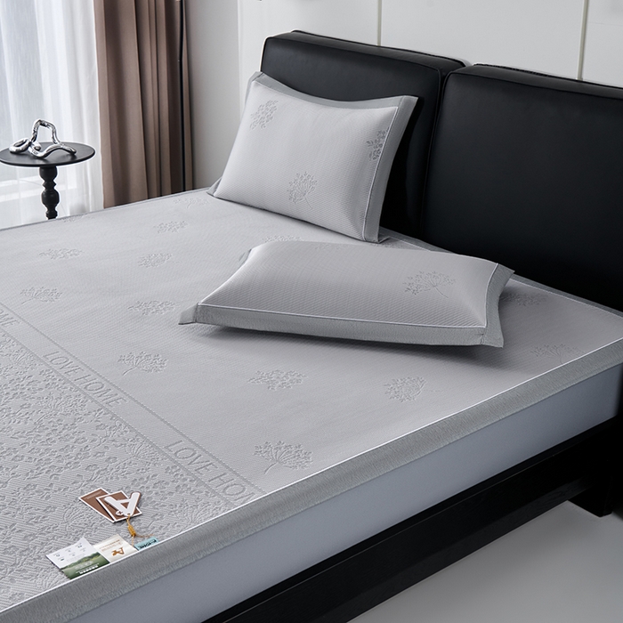 91家纺网 家纺一手货源 找家纺 小牛席业 2026新款韩版小碎花冷感豆豆席凉席席子(床笠款） 灰色