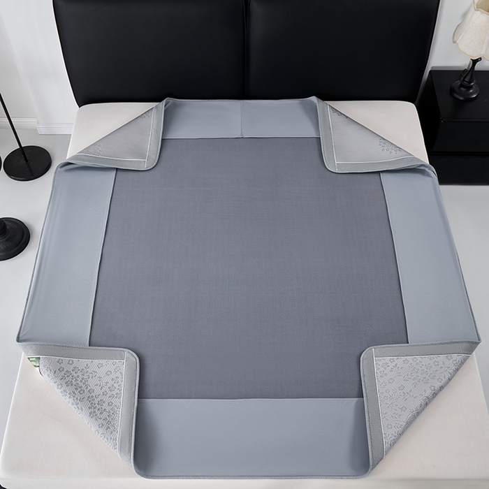 91家纺网 家纺一手货源 找家纺 小牛席业 2026新款韩版小碎花冷感豆豆席凉席席子(床笠款） 灰色