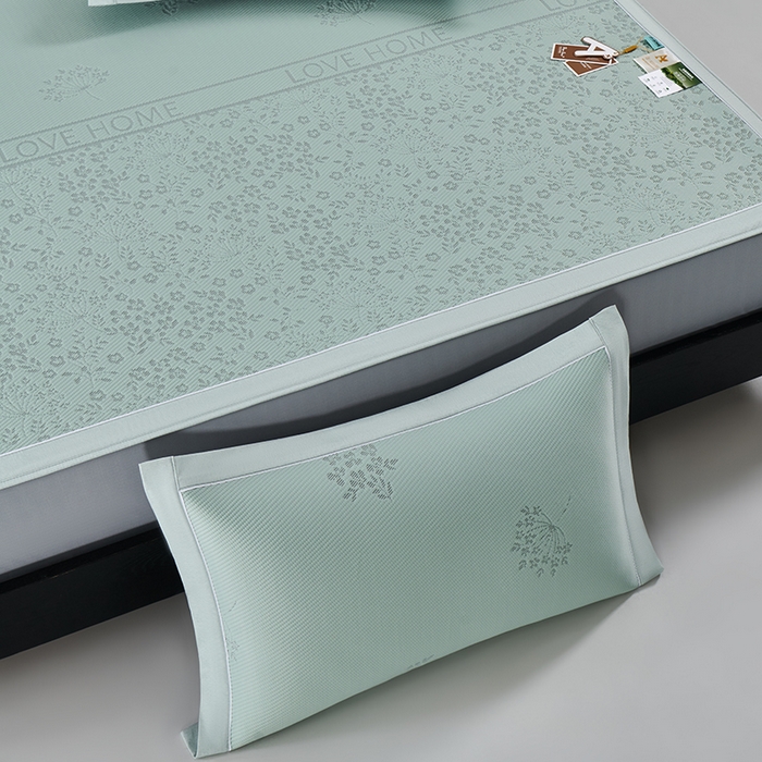 91家纺网 家纺一手货源 找家纺 小牛席业 2026新款韩版小碎花冷感豆豆席凉席席子(床笠款） 抹茶