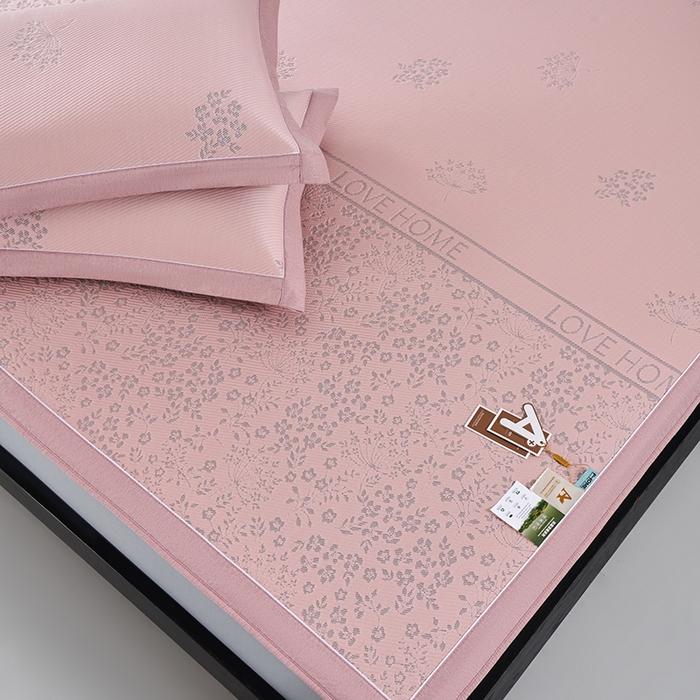 91家纺网 家纺一手货源 找家纺 小牛席业 2026新款韩版小碎花冷感豆豆席凉席席子(床笠款） 粉色