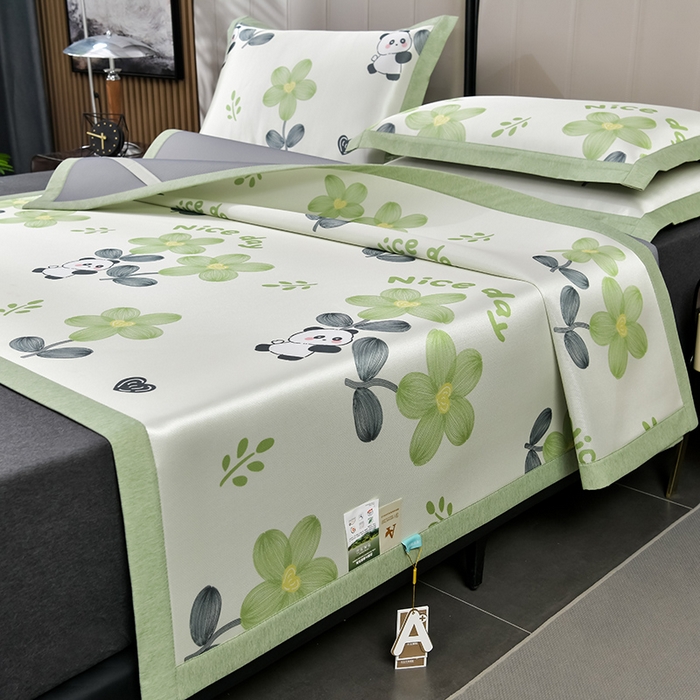 91家纺网 家纺一手货源 找家纺 （总）小牛席业 2026新款加厚款碳光凉感印花冰丝席凉席席子