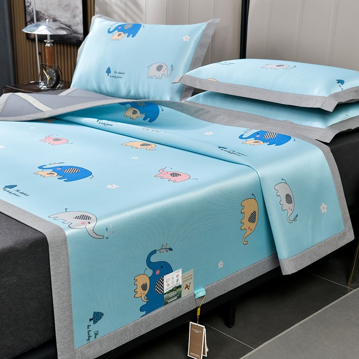 91家纺网 家纺一手货源 找家纺 （总）小牛席业 2026新款加厚款碳光凉感印花冰丝席凉席席子