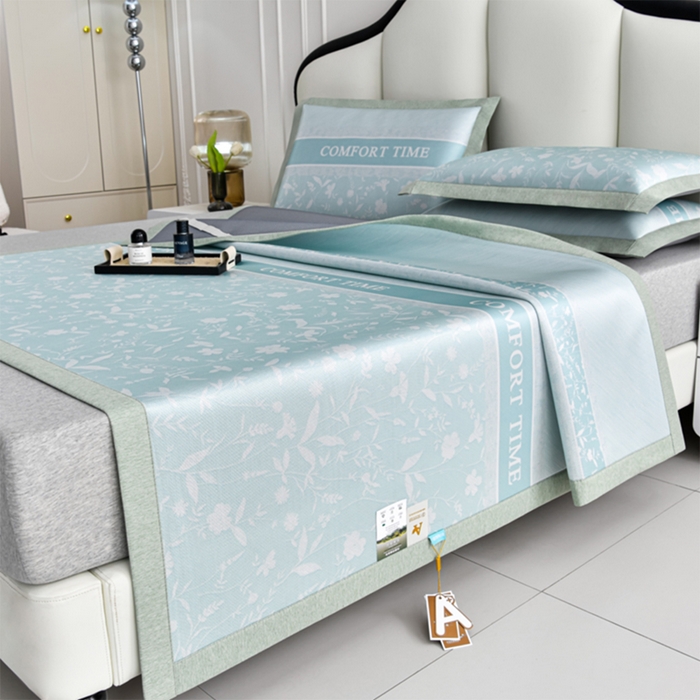 91家纺网 家纺一手货源 找家纺 （总）小牛席业 2026新款加厚款碳光凉感印花冰丝席凉席席子