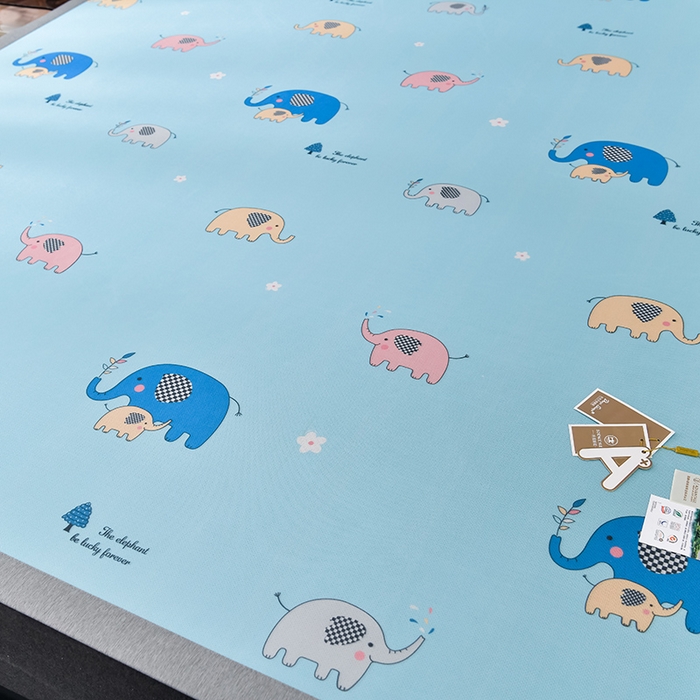 91家纺网 家纺一手货源 找家纺 小牛席业 2026新款加厚款碳光凉感印花冰丝席凉席席子 可爱小象