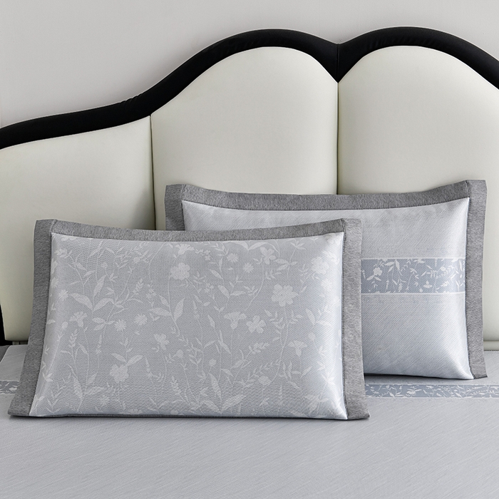 91家纺网 家纺一手货源 找家纺 小牛席业 2026新款加厚款碳光凉感印花冰丝席凉席席子 琉璃叶语-灰色