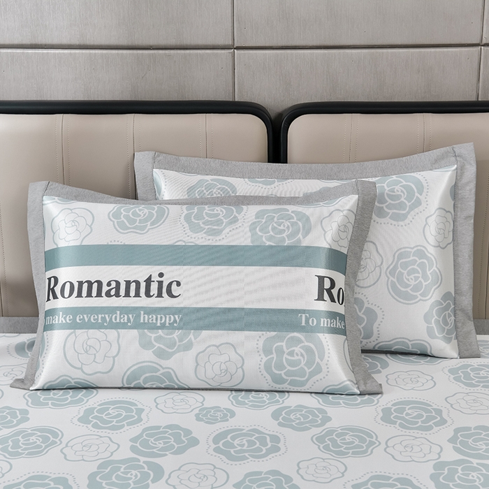 91家纺网 家纺一手货源 找家纺 小牛席业 2026新款加厚款碳光凉感印花冰丝席凉席席子 烂漫山茶花