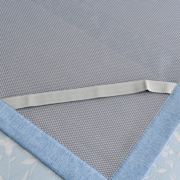 91家纺网 家纺一手货源 找家纺 小牛席业 2026新款加厚款碳光凉感印花冰丝席凉席席子 琉璃叶语-蓝色