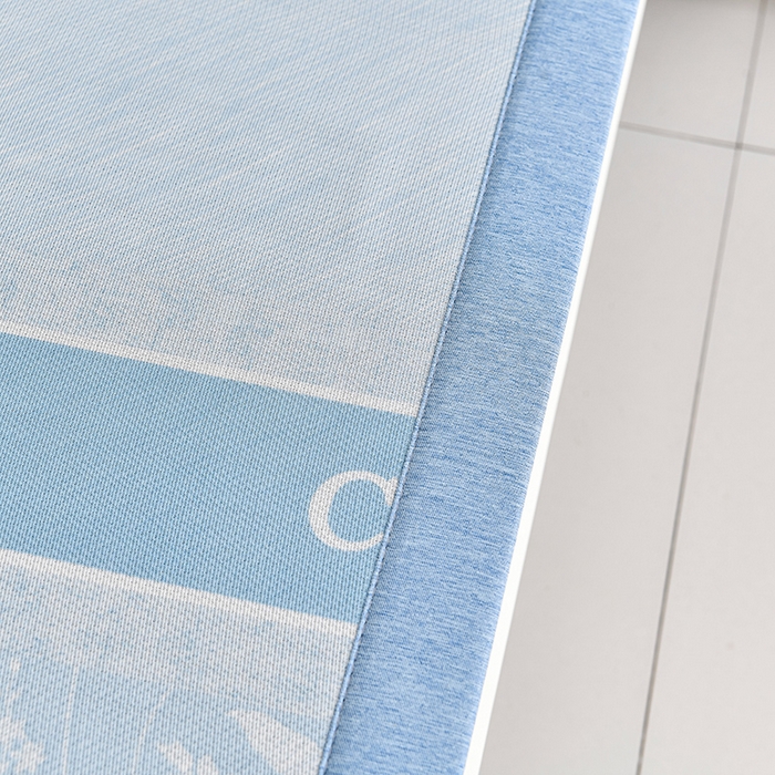 91家纺网 家纺一手货源 找家纺 小牛席业 2026新款加厚款碳光凉感印花冰丝席凉席席子 琉璃叶语-蓝色