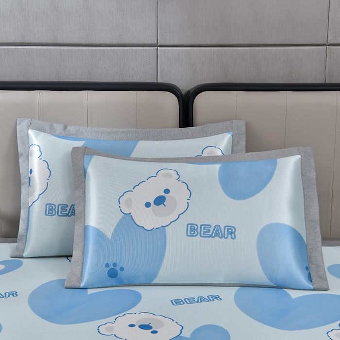 91家纺网 家纺一手货源 找家纺 小牛席业 2026新款加厚款碳光凉感印花冰丝席凉席席子 贝贝熊