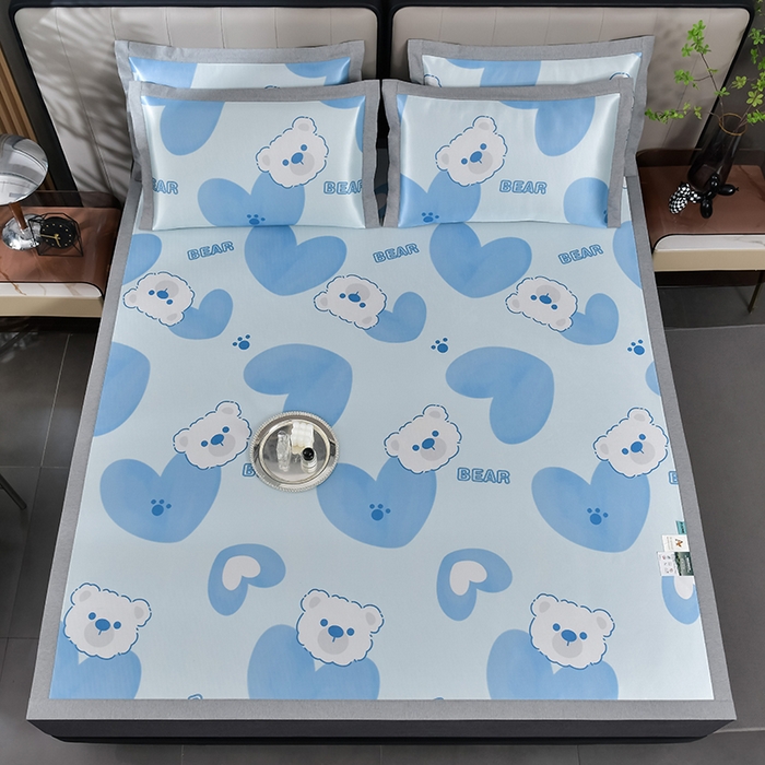 91家纺网 家纺一手货源 找家纺 小牛席业 2026新款加厚款碳光凉感印花冰丝席凉席席子 贝贝熊