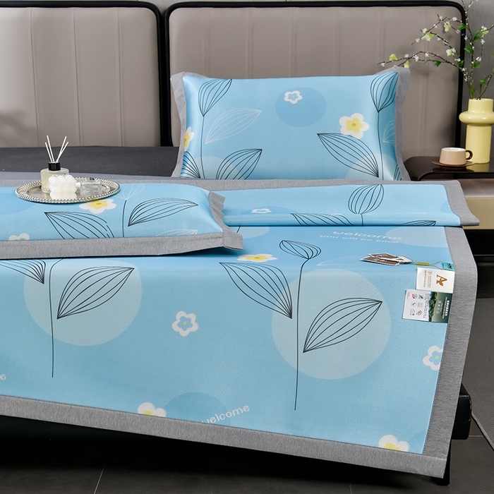 91家纺网 家纺一手货源 找家纺 小牛席业 2026新款加厚款碳光凉感印花冰丝席凉席席子 清凉夏日