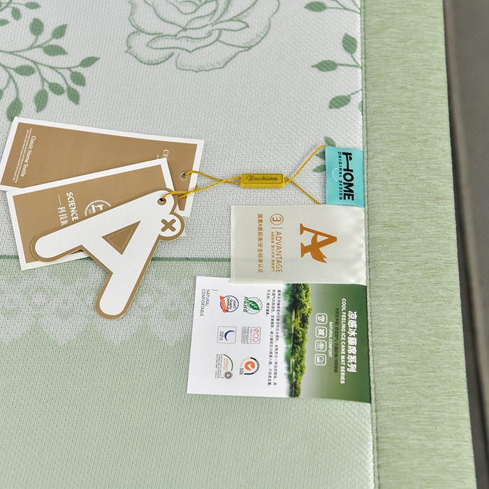 91家纺网 家纺一手货源 找家纺 小牛席业 2026新款加厚款碳光凉感印花冰丝席凉席席子 清新叶语-绿