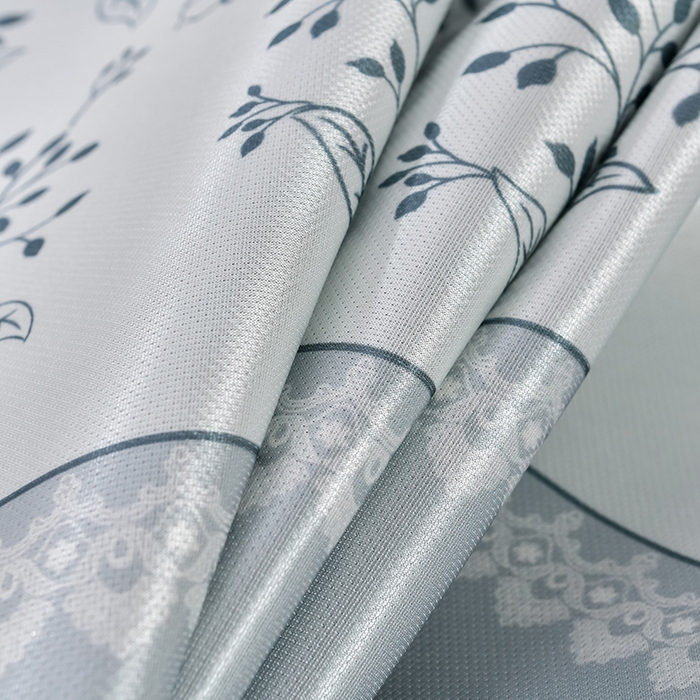 91家纺网 家纺一手货源 找家纺 小牛席业 2026新款加厚款碳光凉感印花冰丝席凉席席子 清新叶语-灰
